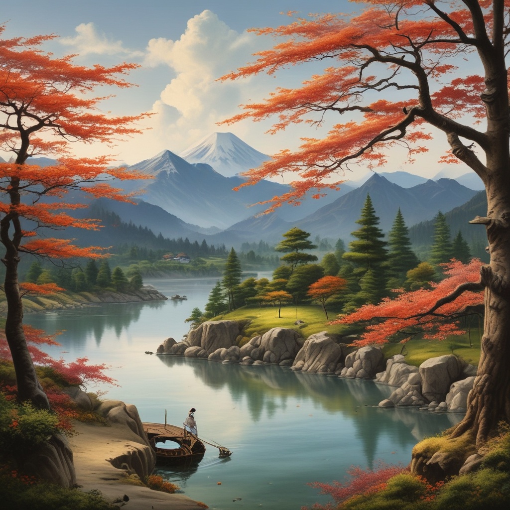 Stunning view of a Japanese landscape, scene 1